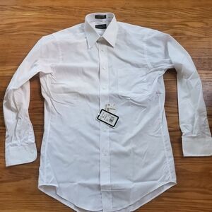Christian Dior Monseur Cotton White Buttons Up Collar  Shirt Mens Sz 32-33 New